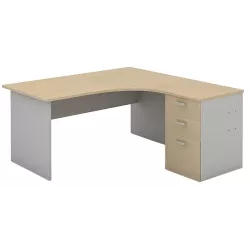 Bureau d'angle compact pied panneau avec caisson hauteur bureau So Vigo