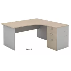 Bureau d'angle compact pied panneau avec caisson hauteur bureau So Vigo