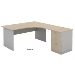 Bureau d'angle compact pied panneau avec caisson hauteur bureau So Vigo