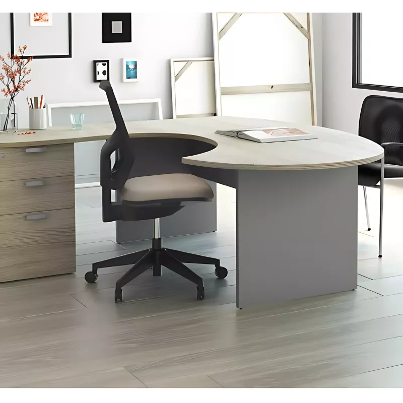 Bureau d'angle compact forme ARC pied panneau avec caisson hauteur bureau So Vigo Bureau d'angle compact forme ARC pied panneau avec caisson hauteur bureau So Vigo
