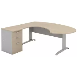 Bureau d'angle compact piètement métal avec caisson hauteur bureau So Borox