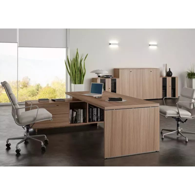 Bureau individuel pied panneau sur console So Flora