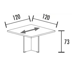 Table de réunion carrée 8 personnes 120 x 120 cm So Cadix