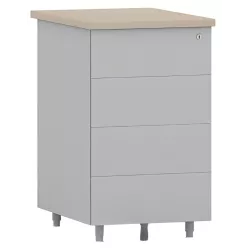 Caisson hauteur bureau métallique avec top en mélaminé profondeur 60 cm So Linares