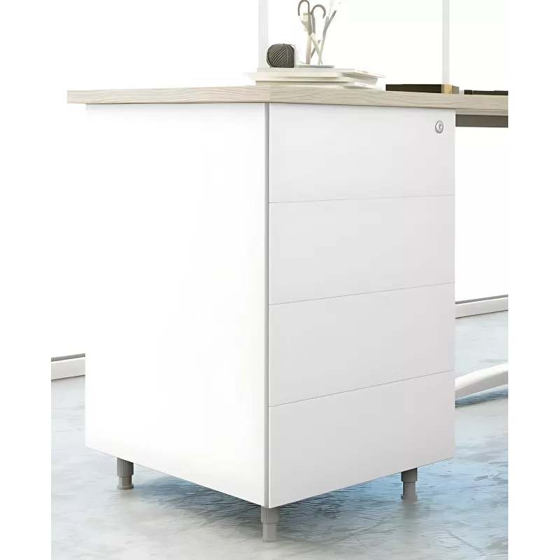 Caisson hauteur bureau, métallique, top mélaminé - So Vic