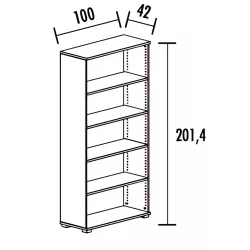 Armoire ouverte 4 étagères (L : 100 cm x P : 42 cm x H : 201,40 cm) So Laroya