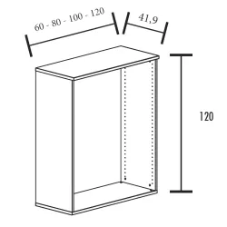 Armoire de rangement ouverte - 2 étagères - hauteur 120 cm (4 largeurs au choix) So Madrid