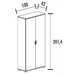 Armoire 2 portes - 4 étagères - (L : 100 cm x P : 42 cm x H : 201,40 cm) So Laroya