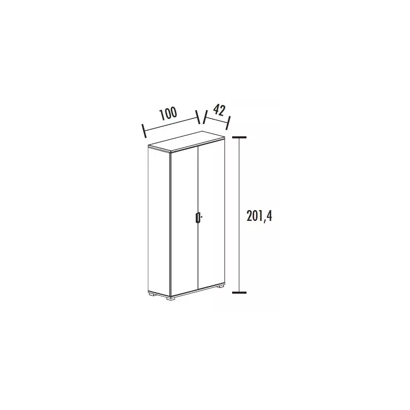 Armoire 2 portes - 4 étagères - (L : 100 cm x P : 42 cm x H : 201,40 cm) So Laroya