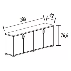 Armoire 4 portes - 2 étagères - (L : 200 cm x P : 42 cm x H : 76,60 cm) So Laroya