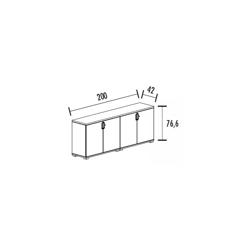 Armoire 4 portes - 2 étagères - (L : 200 cm x P : 42 cm x H : 76,60 cm) So Laroya