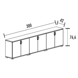 Armoire 6 portes - 3 étagères - (L : 300 cm x P : 42 cm x H : 76,60 cm) So Laroya