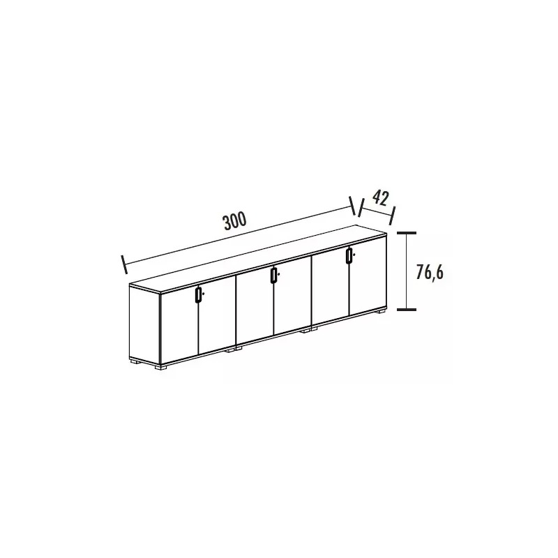 Armoire 6 portes - 3 étagères - (L : 300 cm x P : 42 cm x H : 76,60 cm) So Laroya
