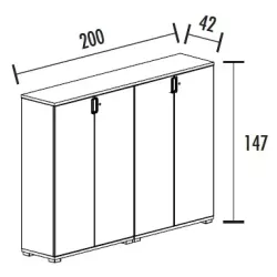 Armoire 4 portes - 6 étagères - (L : 200 cm x P : 42 cm x H : 147 cm) So Laroya