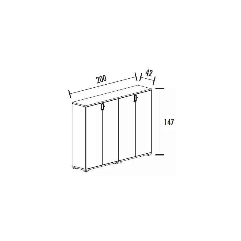 Armoire 4 portes - 6 étagères - (L : 200 cm x P : 42 cm x H : 147 cm) So Laroya