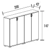 Armoire 4 portes - 6 étagères - (L : 200 cm x P : 42 cm x H : 147 cm) So Laroya