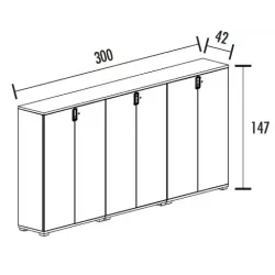 Armoire 6 portes - 9 étagères - (L : 300 cm x P : 42 cm x H : 147 cm) So Laroya