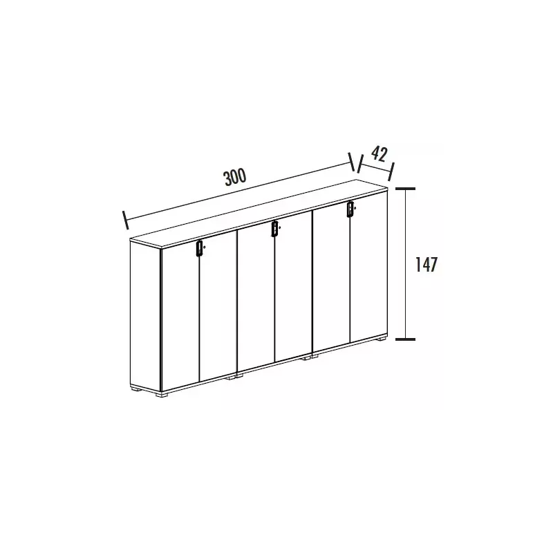 Armoire 6 portes - 9 étagères - (L : 300 cm x P : 42 cm x H : 147 cm) So Laroya