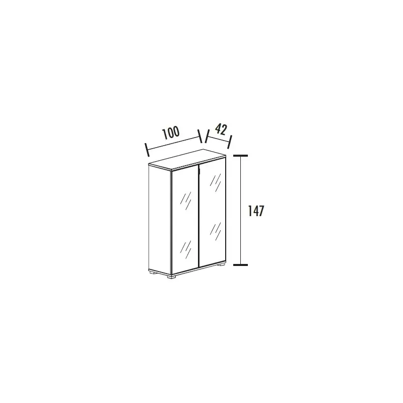 Armoire 2 portes verre 3 étagères (L : 100 cm x P : 42 cm x H : 147 cm) So Laroya