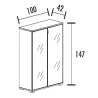 Armoire 2 portes verre 3 étagères (L : 100 cm x P : 42 cm x H : 147 cm) So Laroya