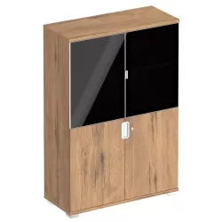 Arm. 2 portes verre + 2 portes bois + 2 étag. (L : 100 cm x P : 42 cm x H : 147 cm) So Laroya