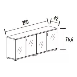 Armoire 4 portes verre 2 étagères (L : 200 cm x P : 42 cm x H : 76,60 cm) So Laroya