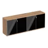 Armoire 4 portes verre 6 étagères (L : 200 cm x P : 42 cm x H : 147 cm) So Laroya
