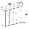 Armoire 4 portes verre 6 étagères (L : 200 cm x P : 42 cm x H : 147 cm) So Laroya