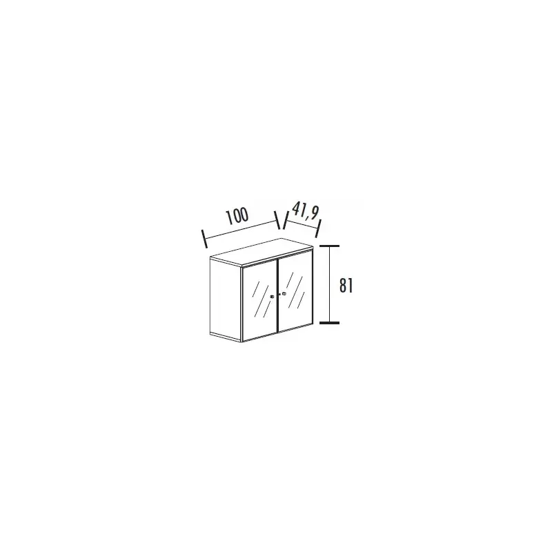 Armoire portes battantes en verre,  cadre alu avec serrure - 1 étagère - hauteur 81 cm So Madrid