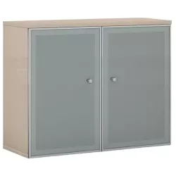 Armoire portes battantes en verre, cadre alu  avec serrure - 2 étagères - hauteur 120 cm So Madrid