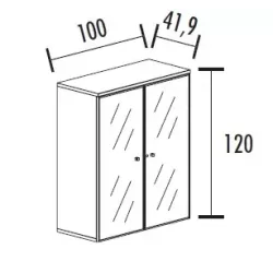 Armoire portes battantes en verre, cadre alu  avec serrure - 2 étagères - hauteur 120 cm So Madrid