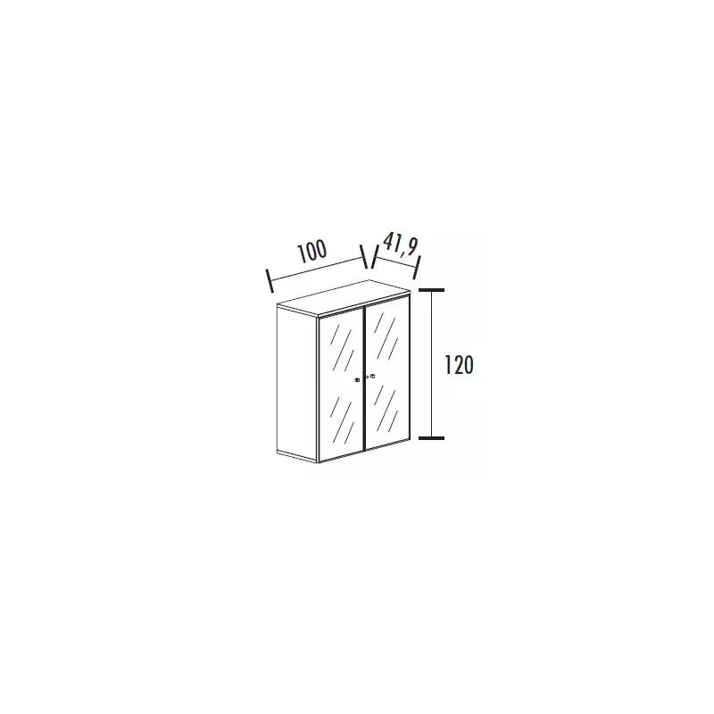 Armoire portes battantes en verre, cadre alu  avec serrure - 2 étagères - hauteur 120 cm So Madrid
