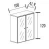 Armoire portes battantes en verre, cadre alu  avec serrure - 2 étagères - hauteur 120 cm So Madrid