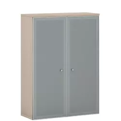 Armoire portes battantes en verre, cadre alu avec serrure - 3 étagères - hauteur 158 cm So Madrid