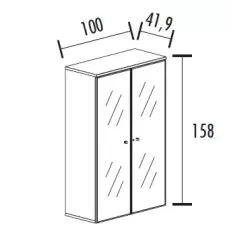 Armoire portes battantes en verre, cadre alu avec serrure - 3 étagères - hauteur 158 cm So Madrid