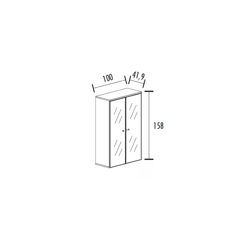 Armoire portes battantes en verre, cadre alu avec serrure - 3 étagères - hauteur 158 cm So Madrid