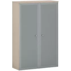 Armoire portes battantes en verre, cadre alu avec serrure - 4 étagères - hauteur 196 cm So Madrid