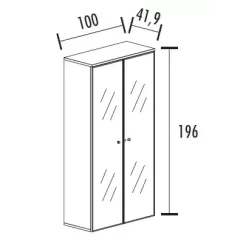 Armoire portes battantes en verre, cadre alu avec serrure - 4 étagères - hauteur 196 cm So Madrid