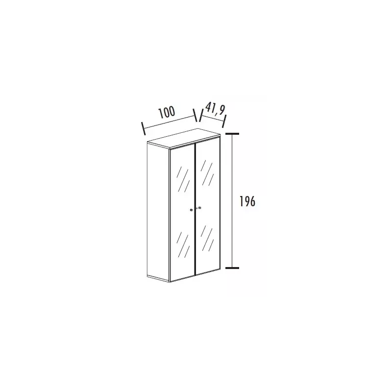 Armoire portes battantes en verre, cadre alu avec serrure - 4 étagères - hauteur 196 cm So Madrid