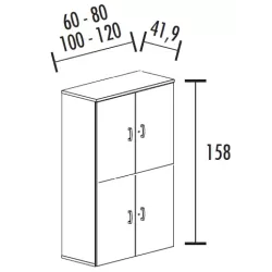 Armoire de rangement avec 4 portes - 2 étagères -  hauteur 158 cm (4 largeurs au choix) So Madrid