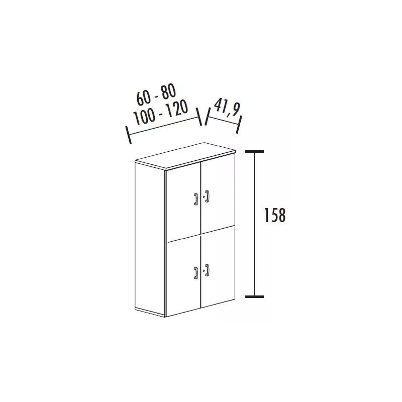 Armoire de rangement avec 4 portes - 2 étagères -  hauteur 158 cm (4 largeurs au choix) So Madrid