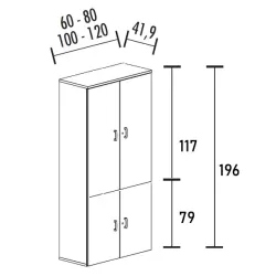 Armoire de rangement avec 4 portes - 3 étagères - hauteur 196 cm (4 largeurs au choix) So Madrid