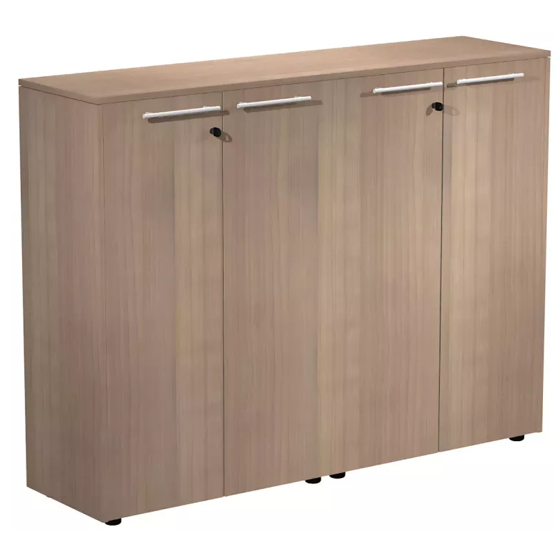 Armoire 4 portes mélaminé à serrure - 4 étagères - L. 163 x P. 43 x H. 120 cm So Flora Armoire 4 portes mélaminé à serrure - 4 étagères - L. 163 x P. 43 x H. 120 cm So Flora
