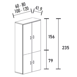 Armoire de rangement avec 4 portes - 4 étagères - hauteur 235 cm (4 largeurs au choix) So Madrid