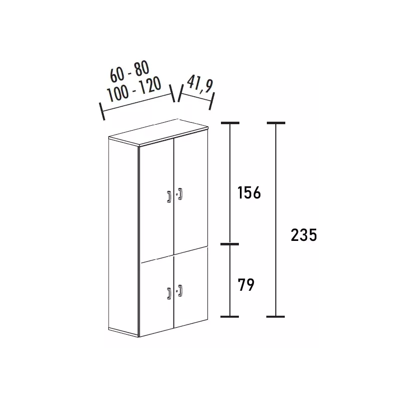 Armoire de rangement avec 4 portes - 4 étagères - hauteur 235 cm (4 largeurs au choix) So Madrid