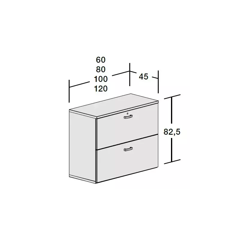 Armoire 2 tiroirs pour dossiers suspendus - haut. 81 cm (2 largeurs au choix) So Madrid