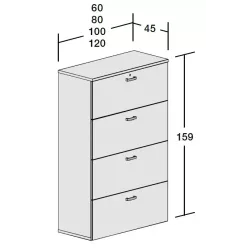Meuble 4 tiroirs pour dossiers suspendus – hauteur 158 cm – So Madrid