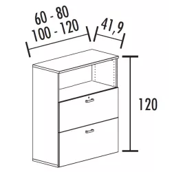 Armoire à dossiers suspendus 2 tiroirs - 1 niche - hauteur 120 cm (4 largeurs au choix) So Madrid