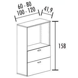 Armoire à dossiers suspendus 2 tiroirs - 1 niche - 1 étagère - hauteur 158 cm (4 largeurs au choix) So Madrid