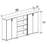 Armoire 4 portes 2 étagères + bibli. 4 étagères (L : 300 cm x P : 42 cm x H : 147 cm) So Laroya